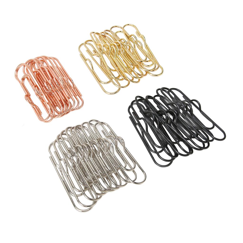 40 Pcs Black Silver Gold Colors Pen Clip Shaped Fancy Cute Planner Clips Page Marker Bookmark C