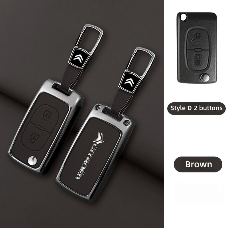 YKFEA1 Zinc Alloy Leather Car Key Case Cover For Citroen C1 C2 C3 C4 C5 C6 C4L Berlingo Picasso Jumpy Nemo Aircross Sega C5 X VTS C3 XR