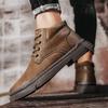 Новые осенние рабочие ботинки в британском стиле из натуральной кожи с высоким берцем, зимние кожаные ботинки средней высоты с флисовой подкладкой
