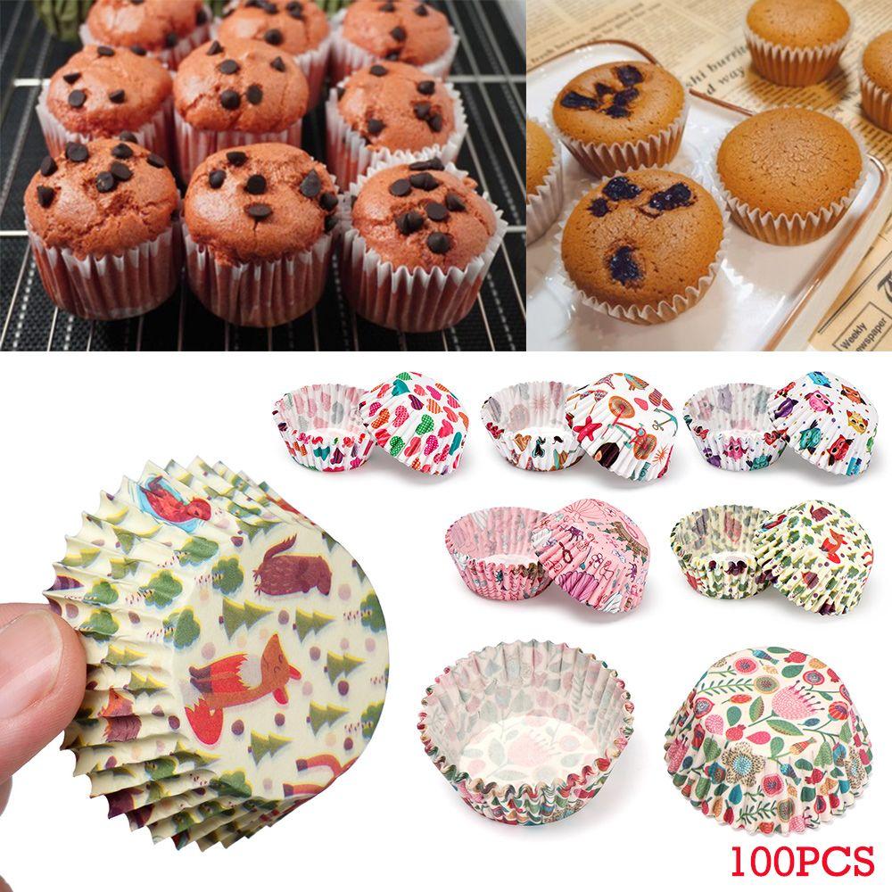 100PCS Pastry Tools DIY Baking Mold Cupcake Grease-proof Cake Paper Cups Animal Muffin Cup Flower