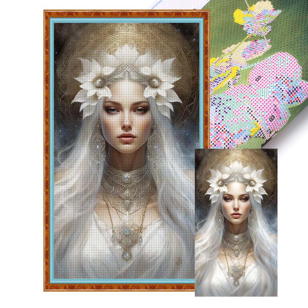 Полный комплект для вышивки крестиком «Девушка» из эко-хлопка 14CT