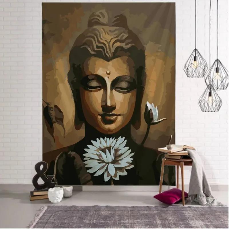 Статуя Будды Медитация Узор Гобелен Украшение стены Дома Гобелен Спальня Гостиная Гобелен
