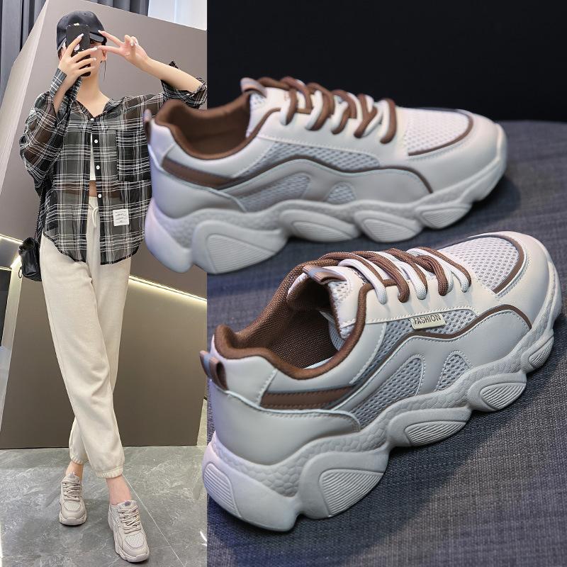 Fashion 2024 Autumn New Designer Mesh Shoes Female Fashion Breathable Sports Platform Sneakers for Women Color Match Zapatillas Mujer