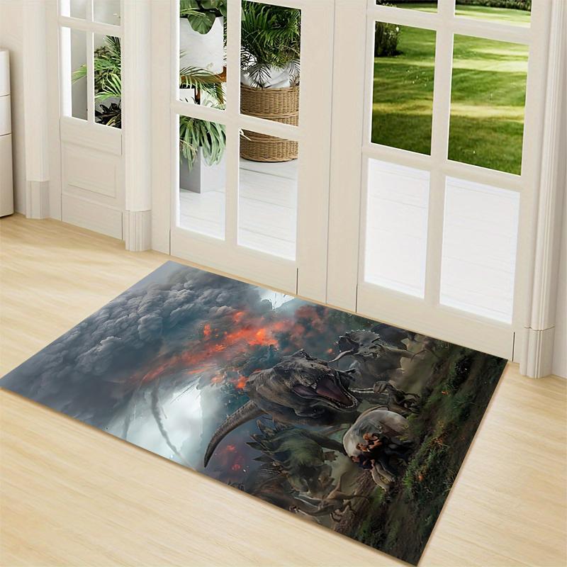 Dinosaurs Volcanic Disaster Carpet Rug Soft Washable Antislip Home Living Room Sofa Mats Personalized Christmas Rug