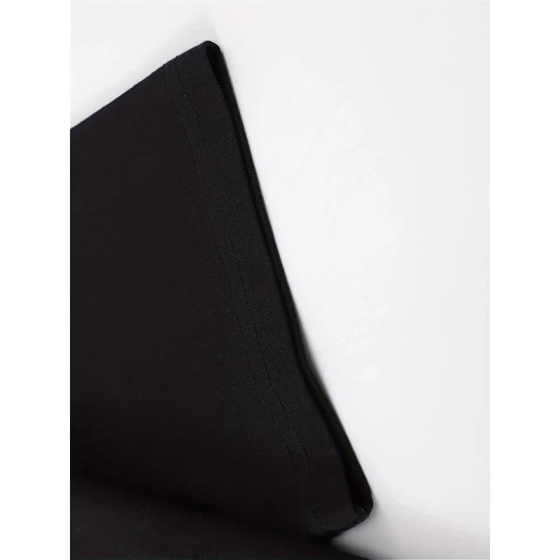 Womens Black White Daisy Print Tee Loose Round Neck Short Sleeve Smock Closure Breathable Soft Machine Washable Summer