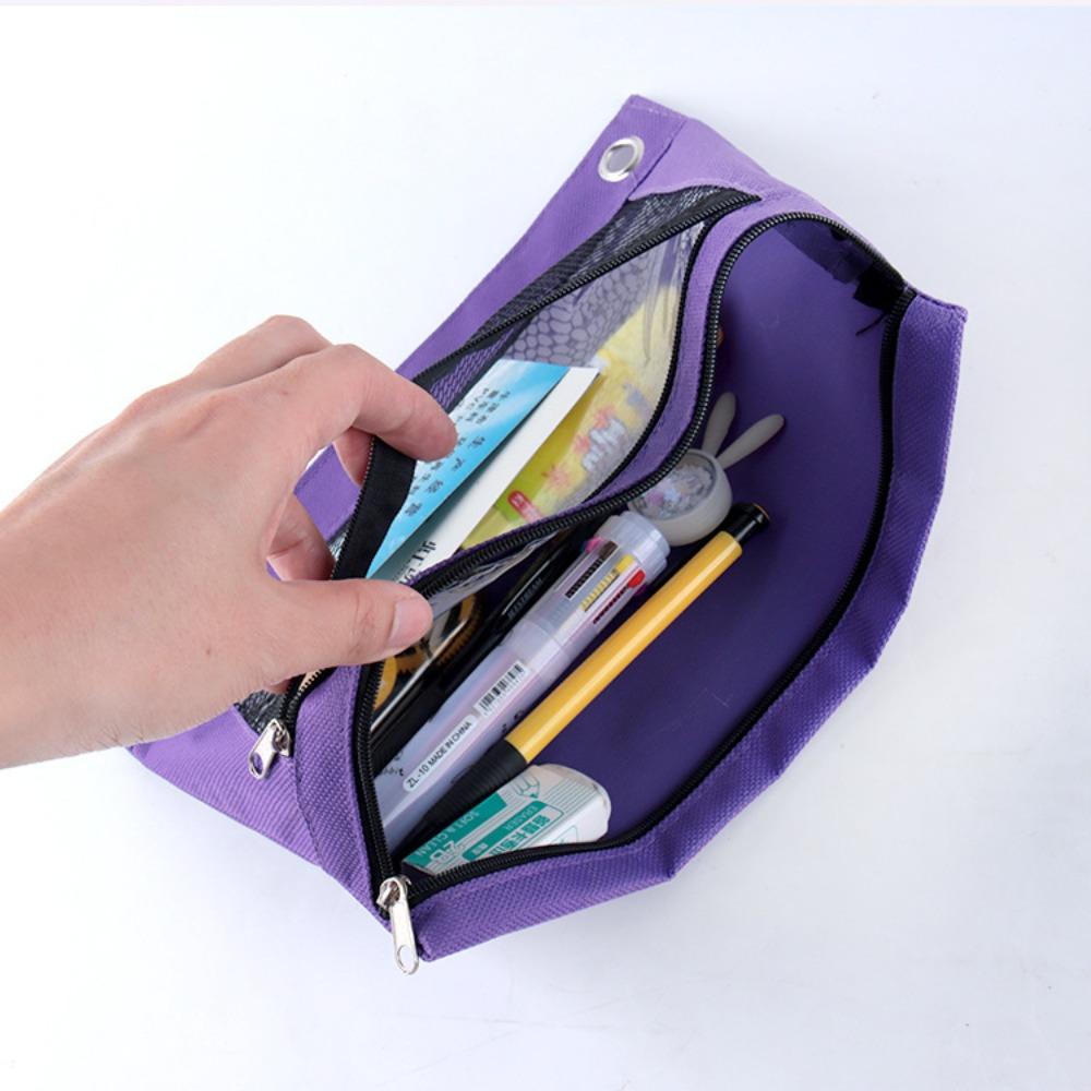 Practical Three Hole Pencil Case Pouch Portable Storage Bag Binder Pen Bag Binder Pocket School