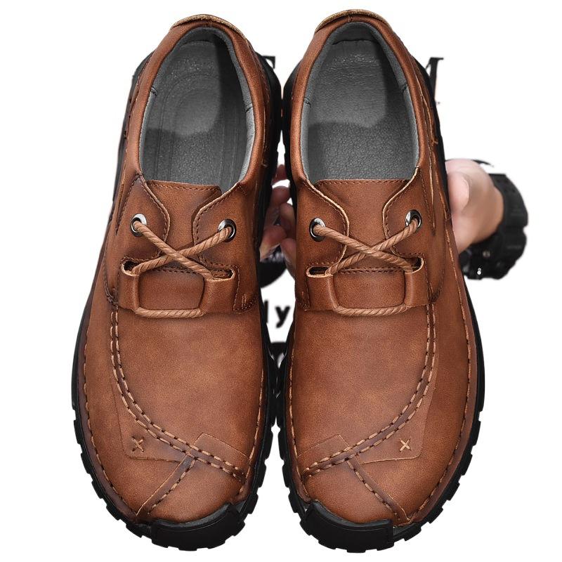 Hy первый слой натуральной коровьей кожи мужская повседневная обувь сшитая вручную модная мужская обувь для активного отдыха кожаная обувь с большим размером головы спортивная оснастка