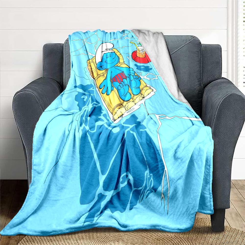 The Smurfs Flannel Blanket, High quality Comfortable for All Seasons, Home Decor, Warmth and Comfort