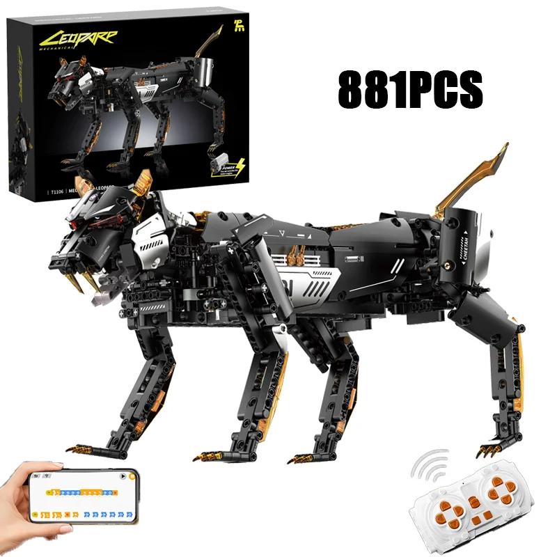 MOC STEM Темная Ночь Механический Леопард Модель Строительные Блоки с Набором Мотора Эксперимент Образовательные Кирпичики Игрушки для Детей Подарки