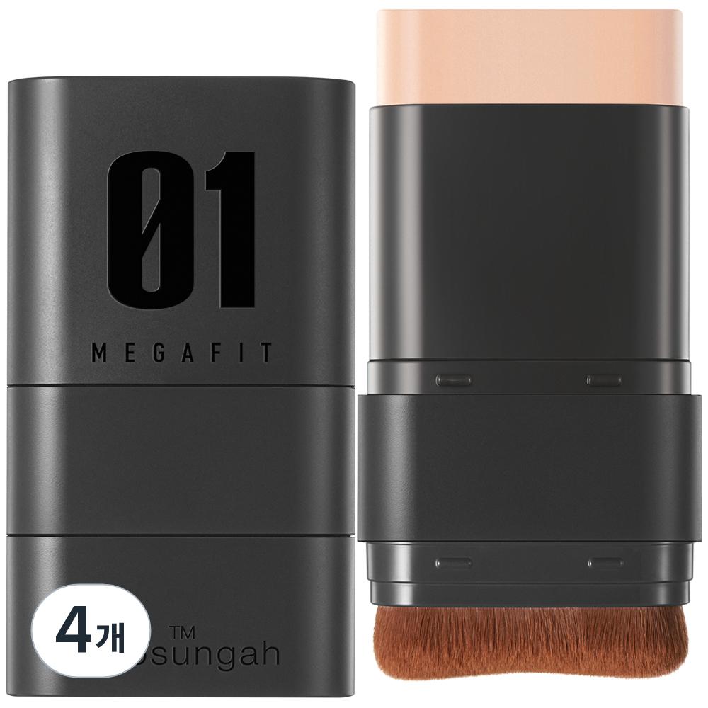 Cho Seong-ah TM Mega Fit Stick Foundation SPF50+ PA++++ 16g, Semi-matte 01 Natural Ivory, 4 Pieces