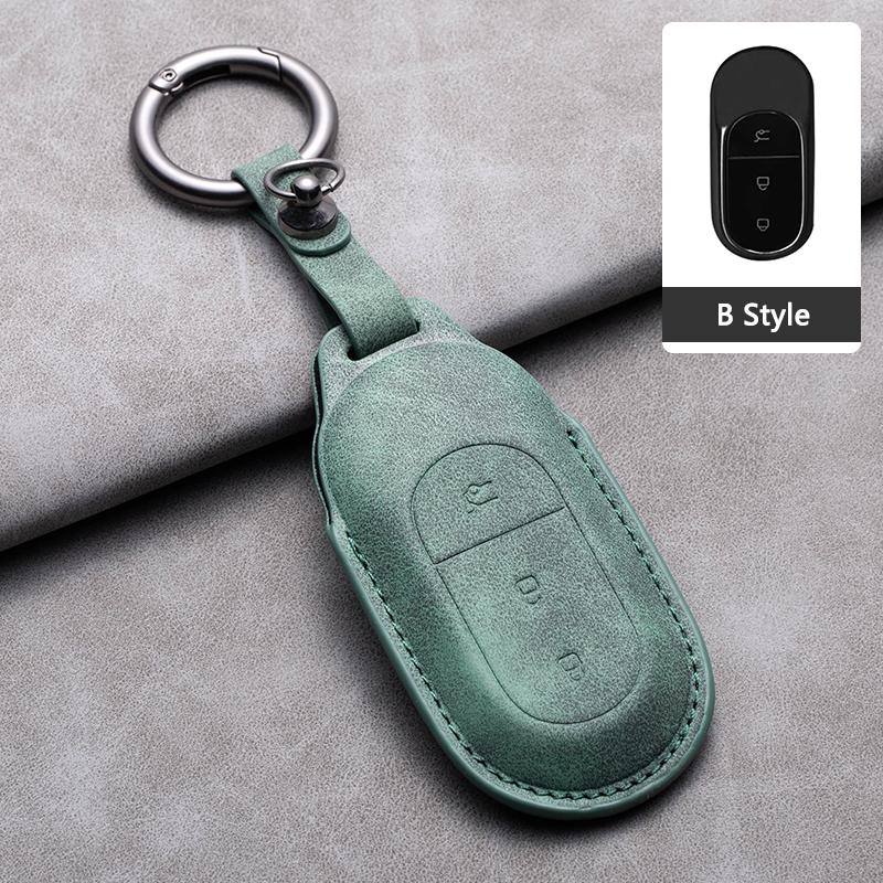 Suede Leather Car Smart Key Fob Case For Leapmotor T03 S01 C11 C01 Type Key Cover Shell Holder Keychain Car Styling Accessories