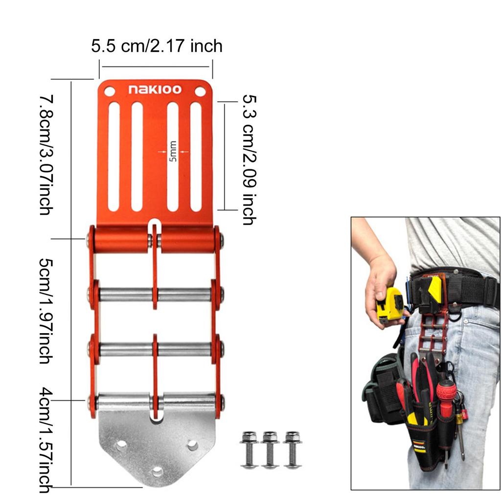 Quick Release Tool Belt Buckle Versatile for Electrician Stainless Steel Axle 53mm Width Adjustable Chain Clip Belt Attachment
