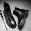 Модные мужские ботильоны, черные повседневные высокие туфли, кроссовки, мужские новые кожаные ботинки, классические мужские мотоциклетные ботинки на молнии, 2023