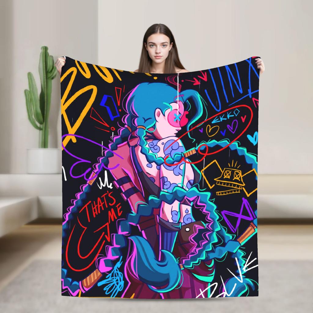 Arcane Flannel Blanket Viktor Game Anime Jinx Jayce Jesus Sevika Soft Warm Throw Blanket for Bedroom Bedspread Sofa Bed Cover