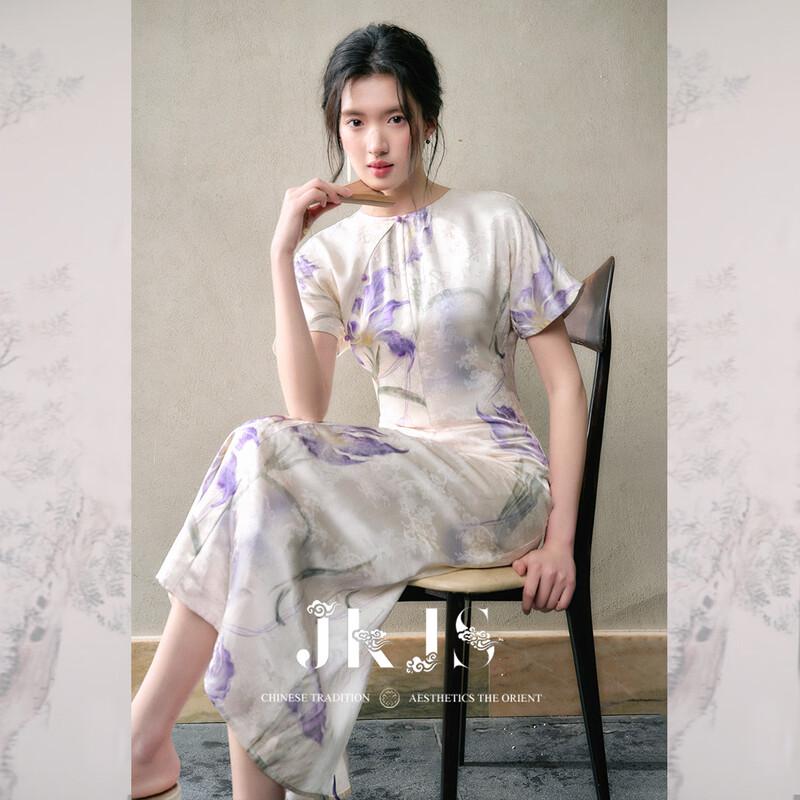 Длинное платье JK&JS Iris Floral из вискозы в стиле чонсам