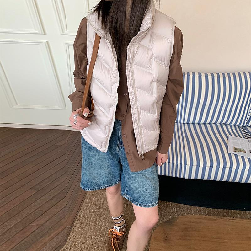 American Gerling pattern new down cotton light vest women's short small loose stand collar thickened