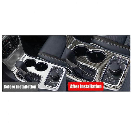 Carbon Fiber Car Gear Shift Panel Cover Trims For Jeep Grand Cherokee 16-18