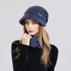 Yousheng 2Pcs/Set Women Winter Hat Scarf Set Solid Color Elastic Thickened Ear Protection Knitting Hat Windproof Neckerchief Set