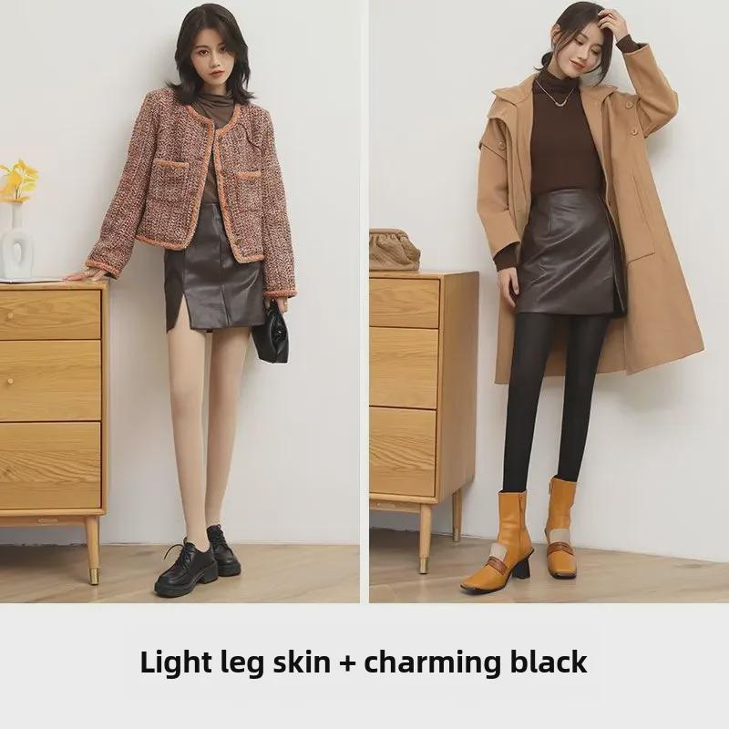 Женские черные прозрачные чулки из стали - колготки-антизацепы на весну/лето с конским маслом телесного цвета