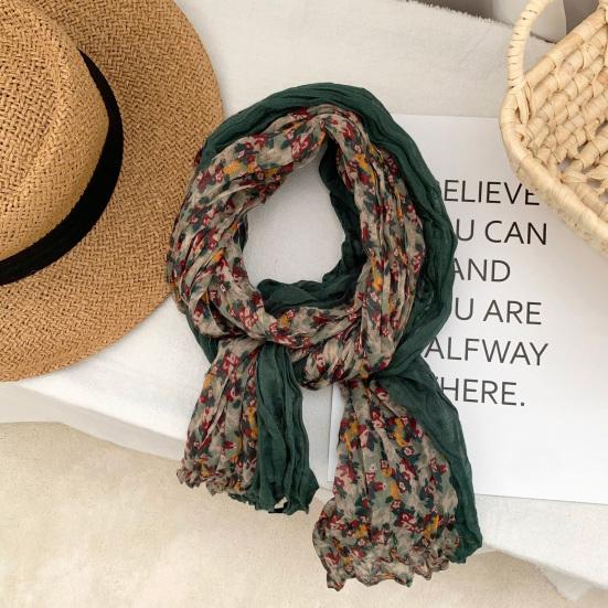 Ladies Shawl Scarf Floral Print Versatile Comfortable Bright Color Shawl Wrap Soft-textured Winter Accessory