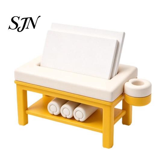 Miniature Spa Furniture Mini Massage Table Business Card Holder, Creative Organizer with U-shaped Headrest Clinic Reception Decor And Towel,