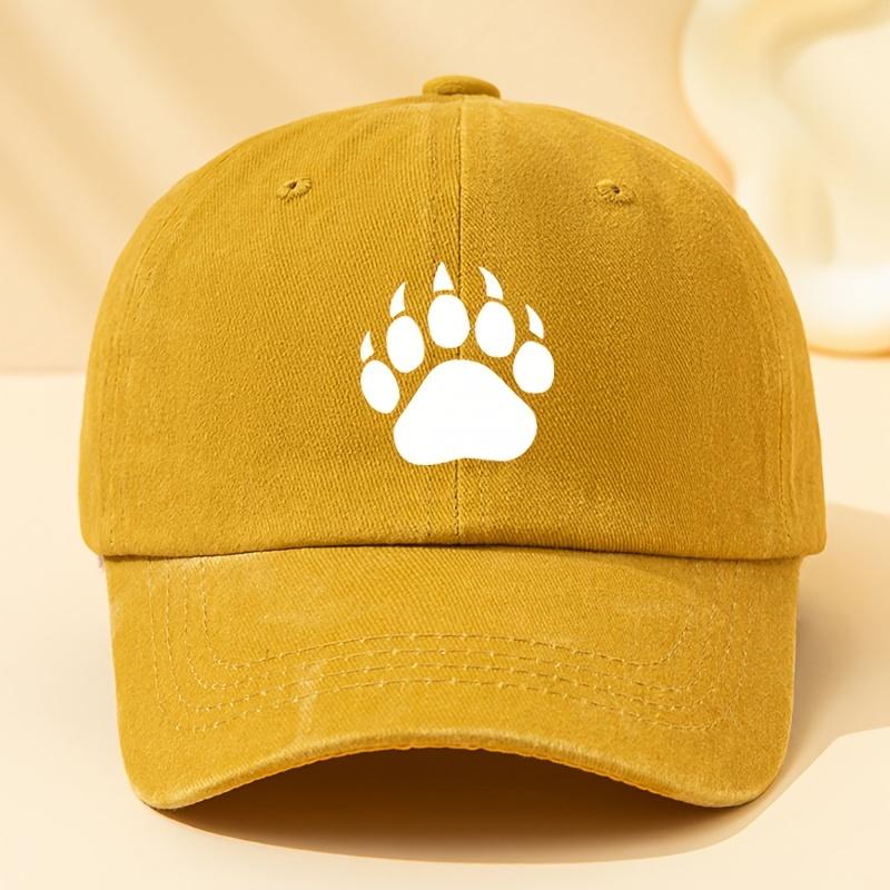 A Unisex Bear Paw Print Baseball Cap a Stylish and Versatile Baseball Cap Featuring a Classic Vintage Washed Design This Light