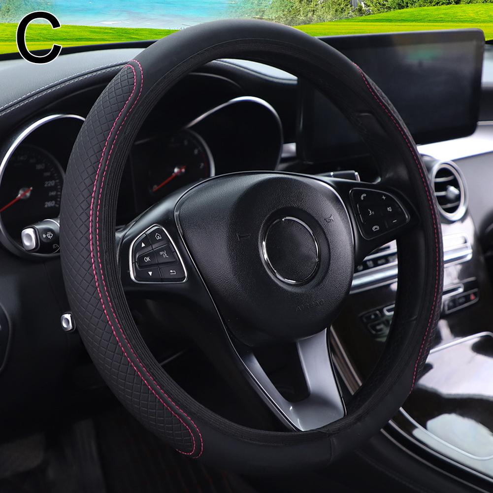 37-38cm Car Steering Wheel Cover Skidproof Breathable Leather Steering Wheel Cover Universal Car-styling Car Interior Accessorie