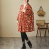 Ethnic Retro Plate Button Floral Cotton Coat For Women Autumn Winter Loose Large Size Medium Length Padded Jacket Tunic T1464