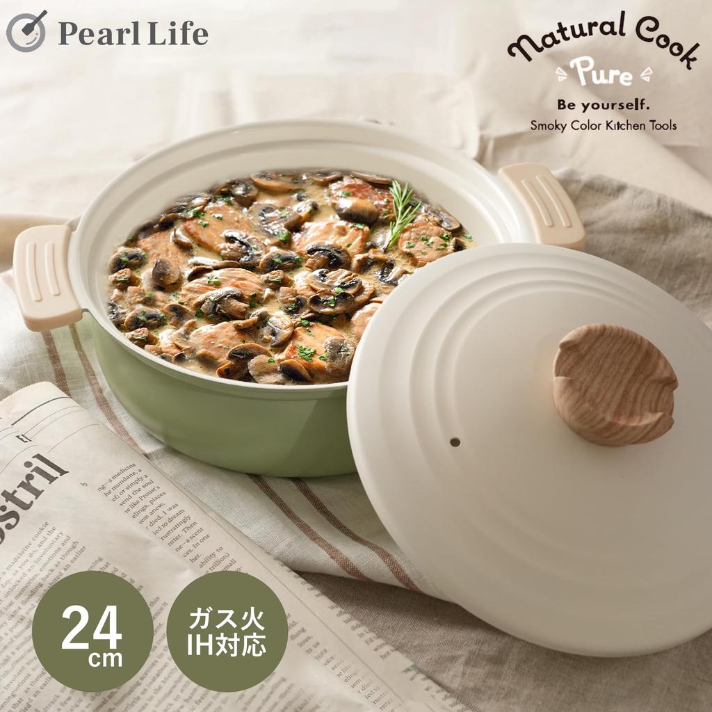 Столешница Pearl Metal IH запеченная керамика для Green Natural Cook Pure Pot, горшок, 24 см, совместимая, краска, обработка, 3-4 человека, HB-6973
