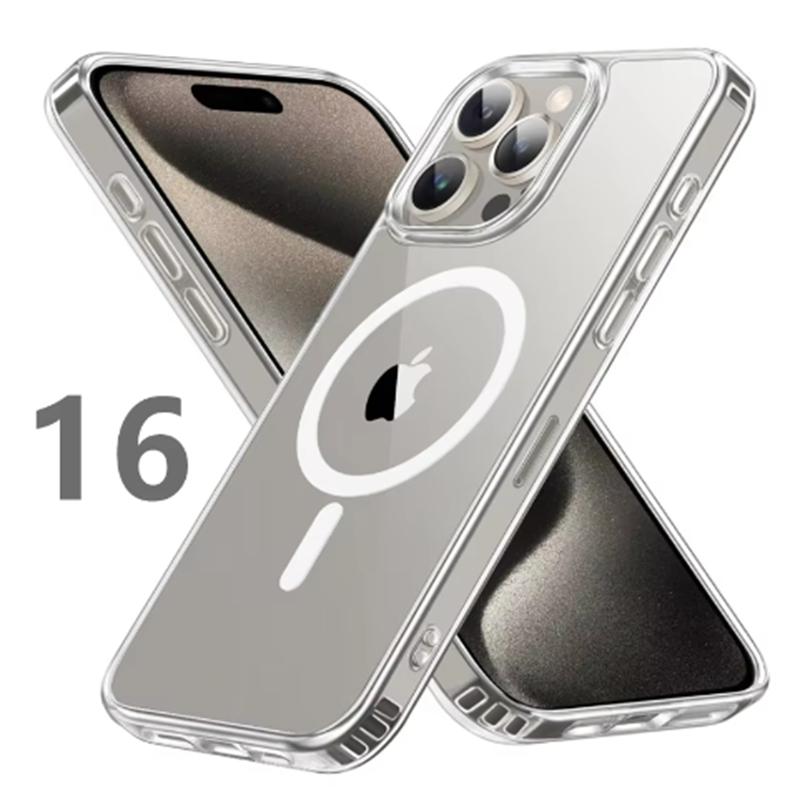 Магнитный прозрачный чехол для iPhone 16 15 14 13 11 12 Pro Max Plus Прозрачный чехол для беспроводной зарядки Чехол совместим с Magsafe
