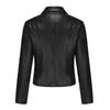 Fall Winter Women Lapel Collar Long Sleeve Slim Fit Zipper Pu Leather Jacket