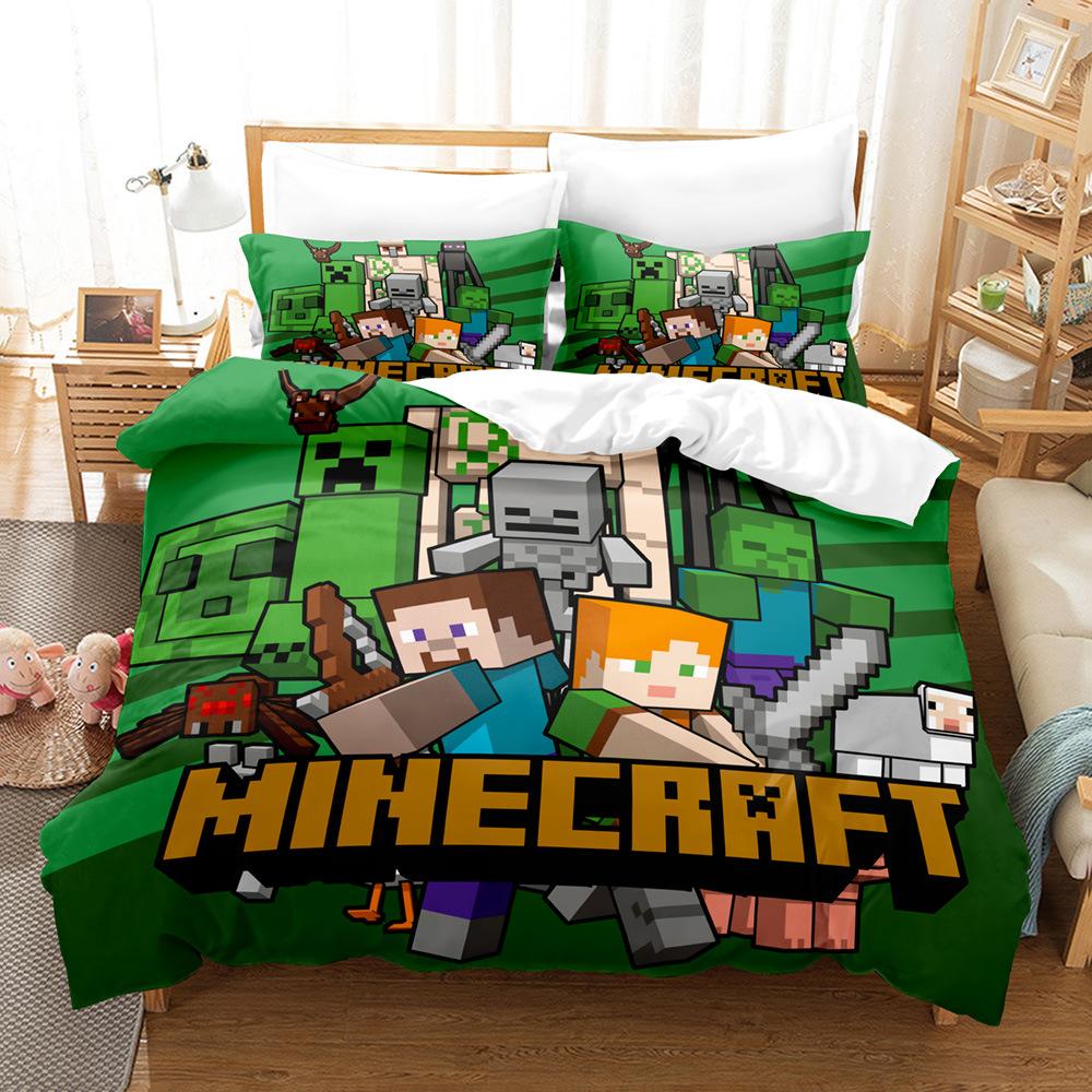 Three-piece home textile four-piece set, cartoon ROBLOX My World digital printing bedding