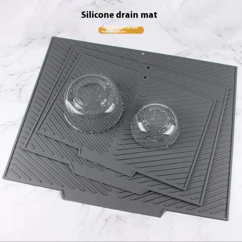 Silicone Drain Pad With Hole Drying Mat Pots Dish Drain Mat For Kitchen Tableware Non-slip Mats Anti-scald Coaster Kitchen