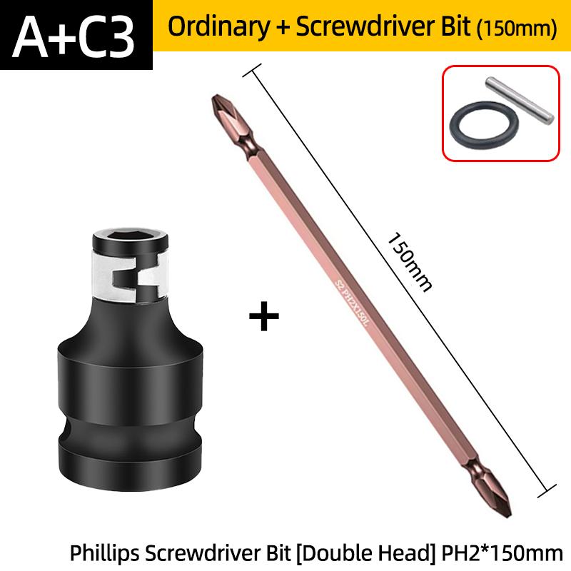 PH2 Phillips Screwdriver Bits Cross Head Magnetic 50/100/150mm Hand Tool 1/2” Square To 1/4” Hex Wrench Socket Adapter Converter