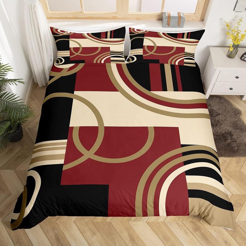 Геометрический комплект постельного белья с пододеяльником, простой узор в виде сетки из кругов, чехол для одеяла, микрофибра, геометрические формы, комплект постельного белья для мальчиков, подарок взрослому