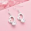 925 Sterling Silver AAA Zircon Heart Earrings Wedding Jewelry