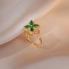 Rings Women Four Leaf Flower Zirconia Open Swivel Ring Niche Design Haute Sense Ring Adjustable Four Leaf Clover Ring