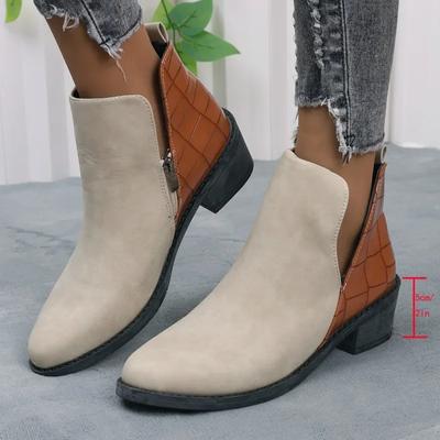 2025 Горячая Распродажа Женская Обувь Молния Женские Ботильоны Модный Цветовой Блок Офис и Карьера Сексуальные Ботильоны с Острым Носком Zapatos Mujer