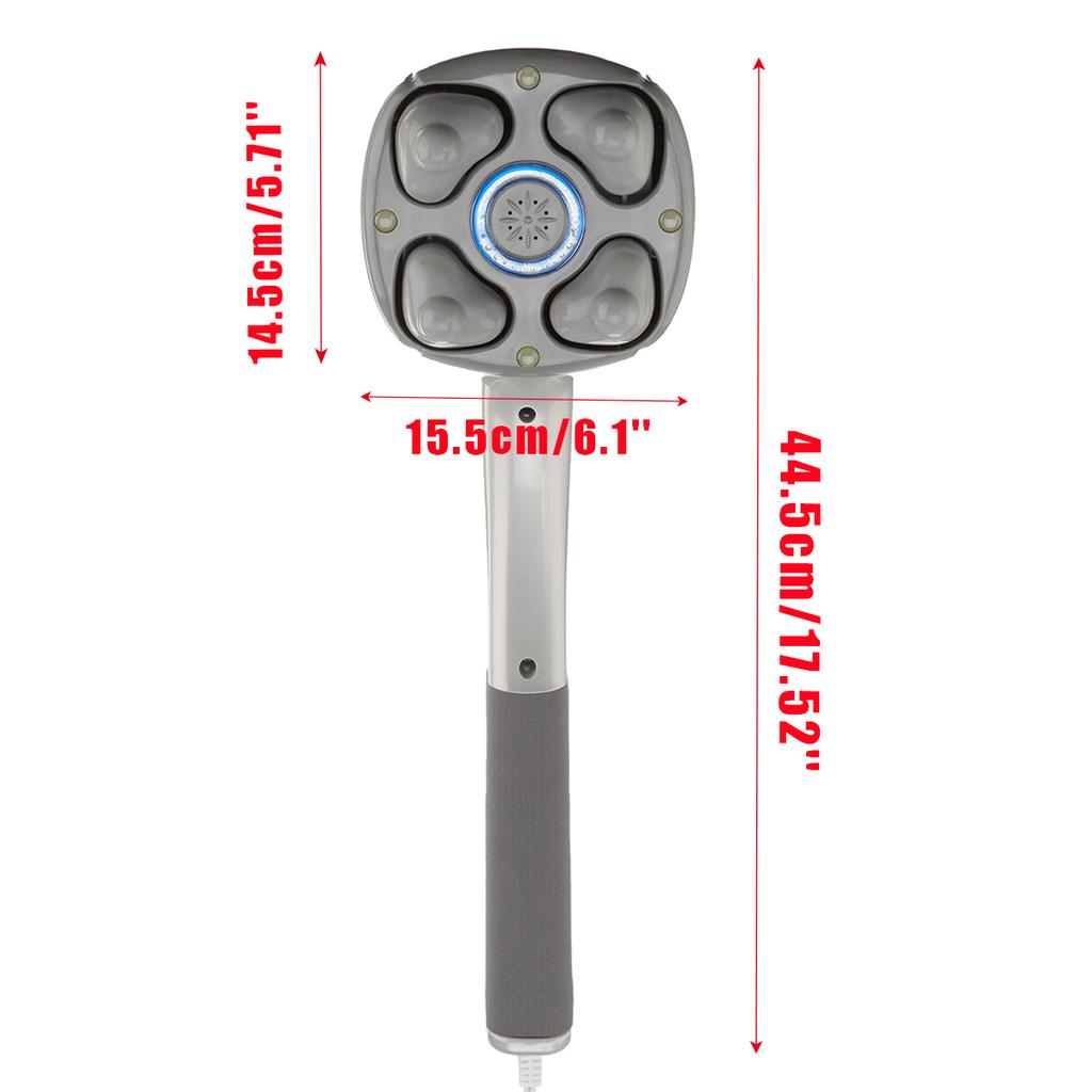 Электрический ручной массажер с четырьмя головками, для всего тела, шеи, позвоночника, мышц спины, вибрирующий, цифровой терапевтический аппарат для глубоких тканей