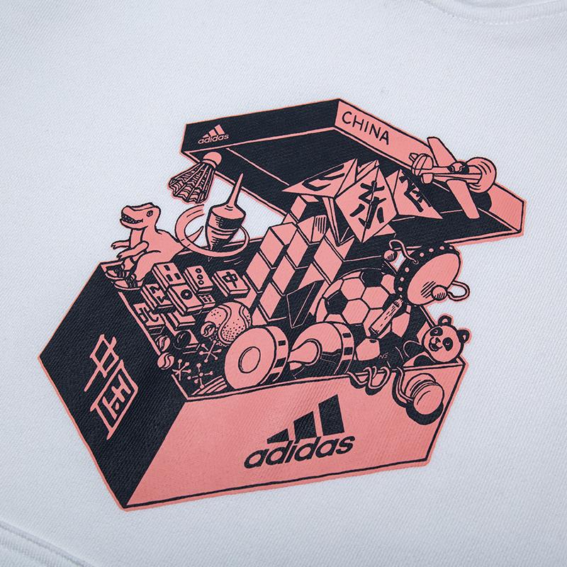 Adidas Китайские игрушки с капюшоном для мужчин, белые топы GS7690