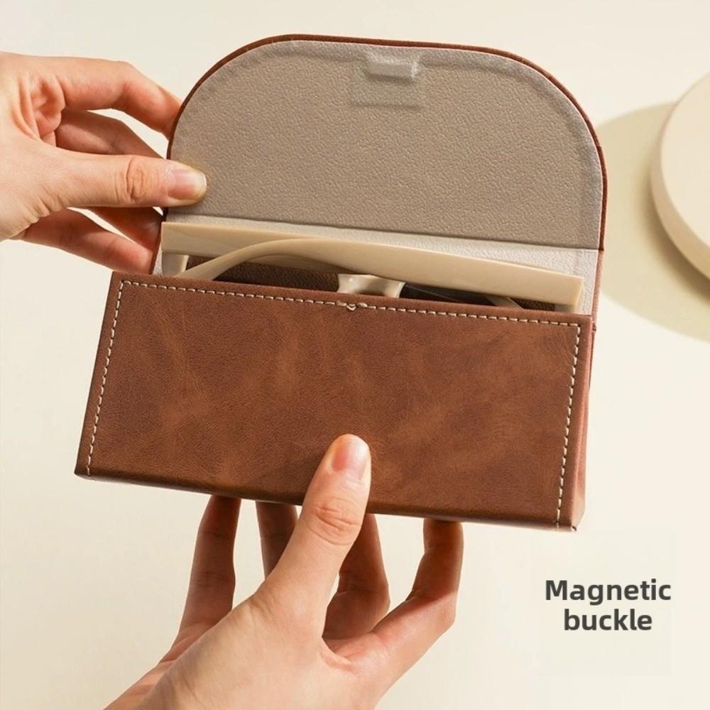 Portable Retro Style Glasses Case Pearl Velvet Inner Light Luxury Eyeglasses Case PU Leather Eyeglasses Holder Women