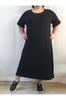 Женское платье большого размера, черное платье из чесаного хлопка и вискозы, черное платье с присборенной кокеткой спереди и сзади