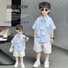 Children's Summer Short sleeved Shirt 2026, Boys' Blue Thin Shirt Set, Baby Boys' Summer Clothing, Children's Clothing Trend