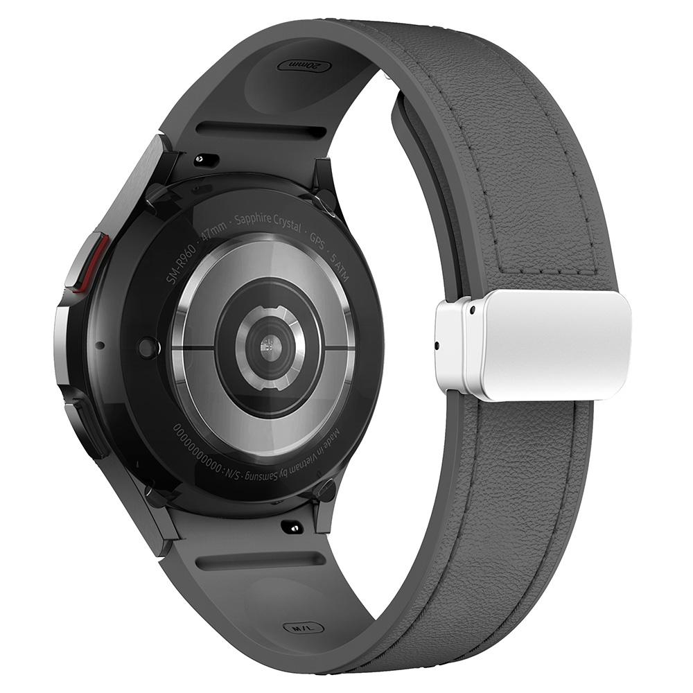 For Samsung Watch FE 40mm/Watch4 Classic Active/Watch 5/Watch6 Classic Silicone+Leather Band Smartwatch Strap