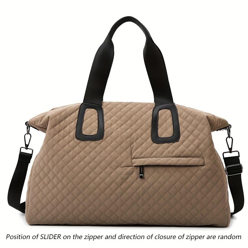 Женская стеганая дорожная сумка-даффл большой вместимости с ромбовидным узором, однотонная сумка для ночевки с несколькими карманами, женская сумка-тоут для отдыха