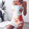 Summer Women's Sexy Tie-dyed Strappy Elastic Dress