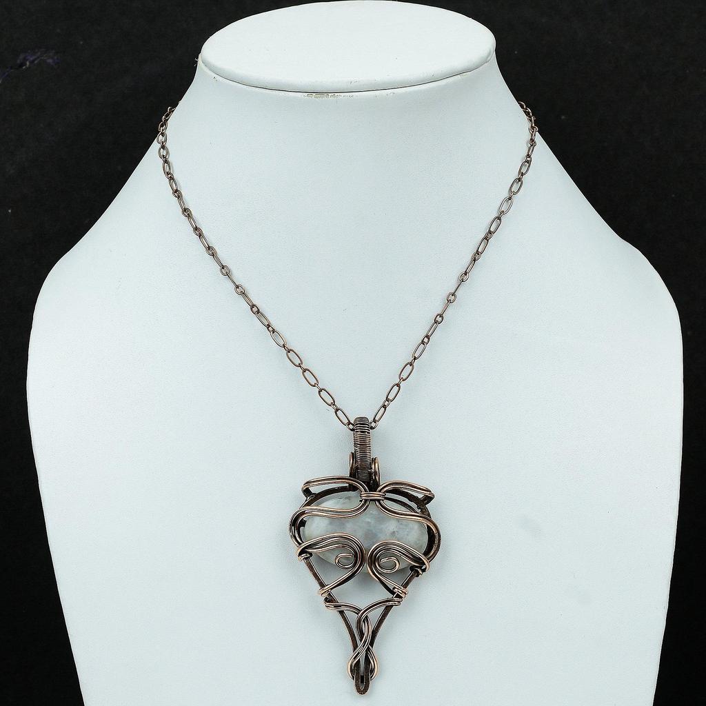 Подвеска Rainbow Moonstone, обернутая медной проволокой, подвеска Rainbow Moonstone, ювелирные изделия Handmade, кулон в подарок для женщин, ювелирные изделия из медной проволоки