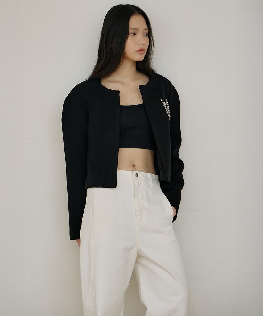 Aure Seoul Tweed Volume Jacket [Black]