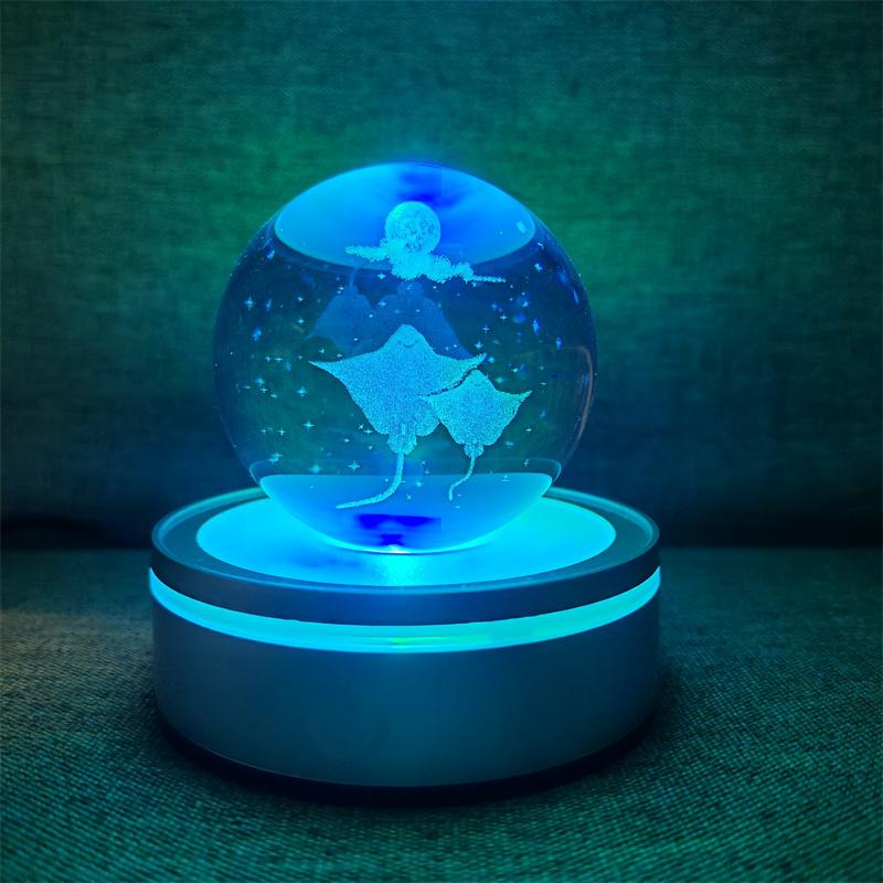Хрустальный шар, ночные огни, светящаяся планета, галактика, астронавт, 3D RGB, лунная настольная лампа, атмосферная лампа, настольные украшения, подарки для детей