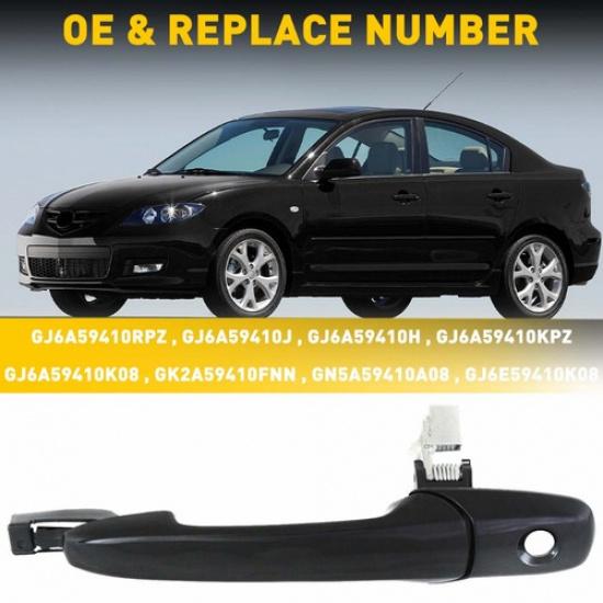 Door Handle Outside Exterior Front Left Driver Side Black For Mazda 2004-2009 3
